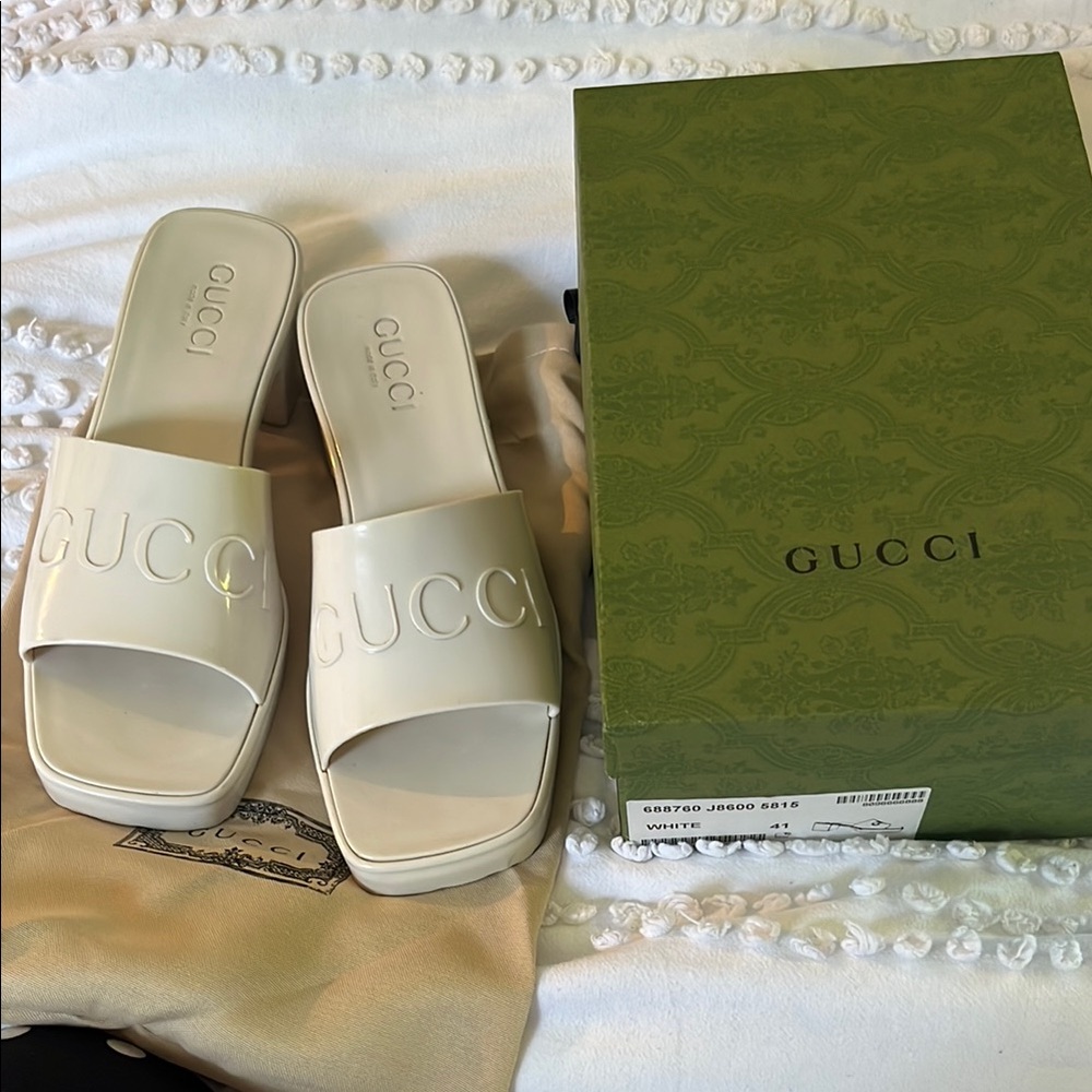 Gucci Ivory Rubber Mules